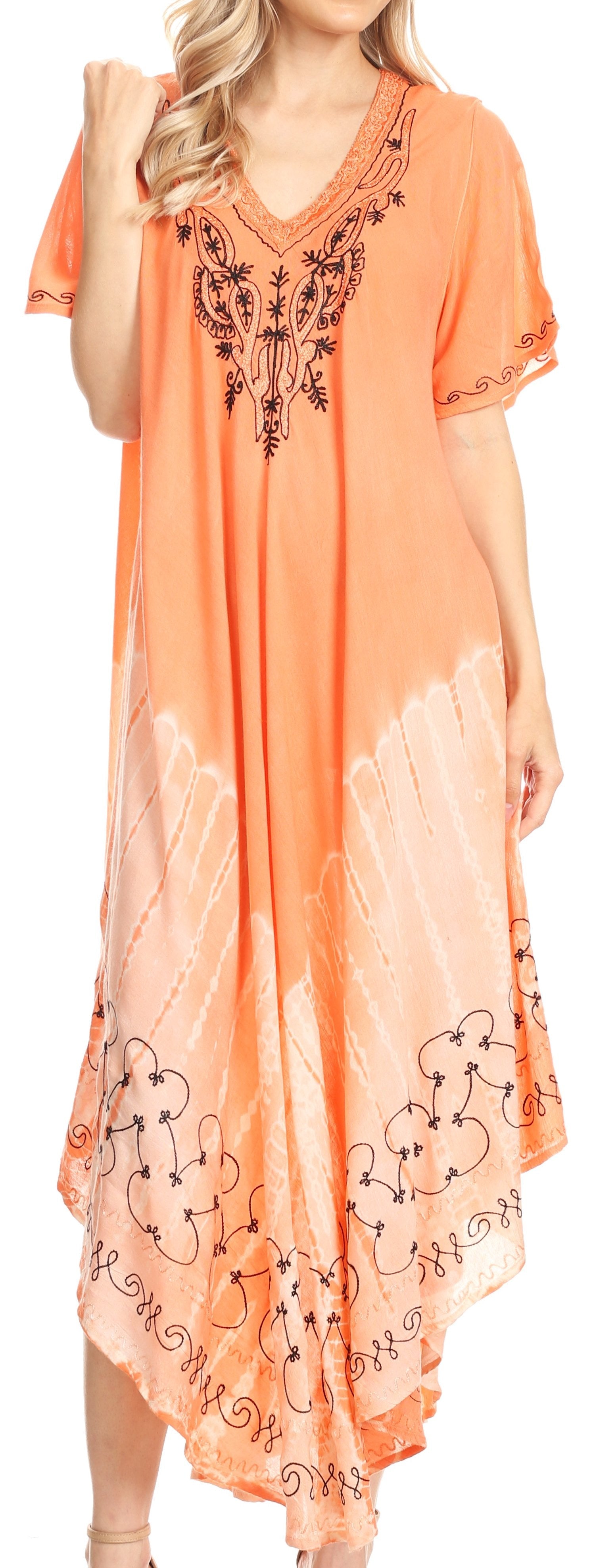 Vestido caftán bordado Viveka de Sakkas