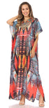Sakkas Vicky Women's Casual Long Print Short Sleeve Petite Beach Maxi Caftan Dress