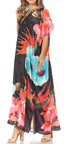 Sakkas Vicky Women's Casual Long Print Short Sleeve Petite Beach Maxi Caftan Dress