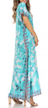 Sakkas Vicky Women's Casual Long Print Short Sleeve Petite Beach Maxi Caftan Dress