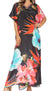 Sakkas Vicky Women's Casual Long Print Short Sleeve Petite Beach Maxi Caftan Dress