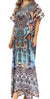 Sakkas Vicky Women's Casual Long Print Short Sleeve Petite Beach Maxi Caftan Dress