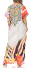 Sakkas Vicky Women's Casual Long Print Short Sleeve Petite Beach Maxi Caftan Dress