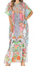 Sakkas Vicky Women's Casual Long Print Short Sleeve Petite Beach Maxi Caftan Dress
