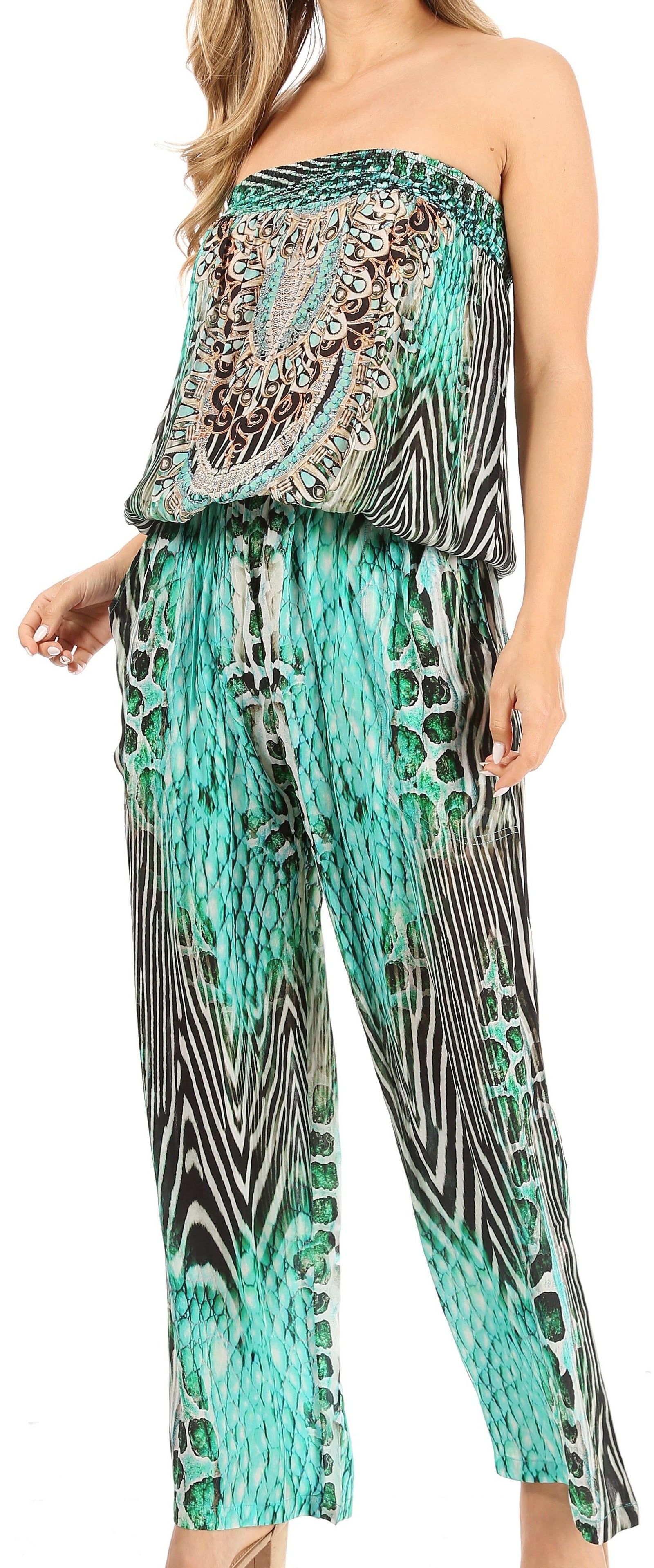 Vestido Sakkas Esha para mujer, holgado, sin mangas, con estampado floral, estilo bohemio, informal, de verano, con bolsillos