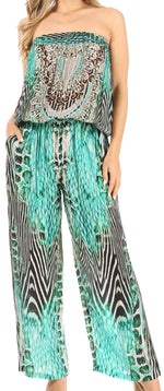 Vestido Sakkas Esha para mujer, holgado, sin mangas, con estampado floral, estilo bohemio, informal, de verano, con bolsillos