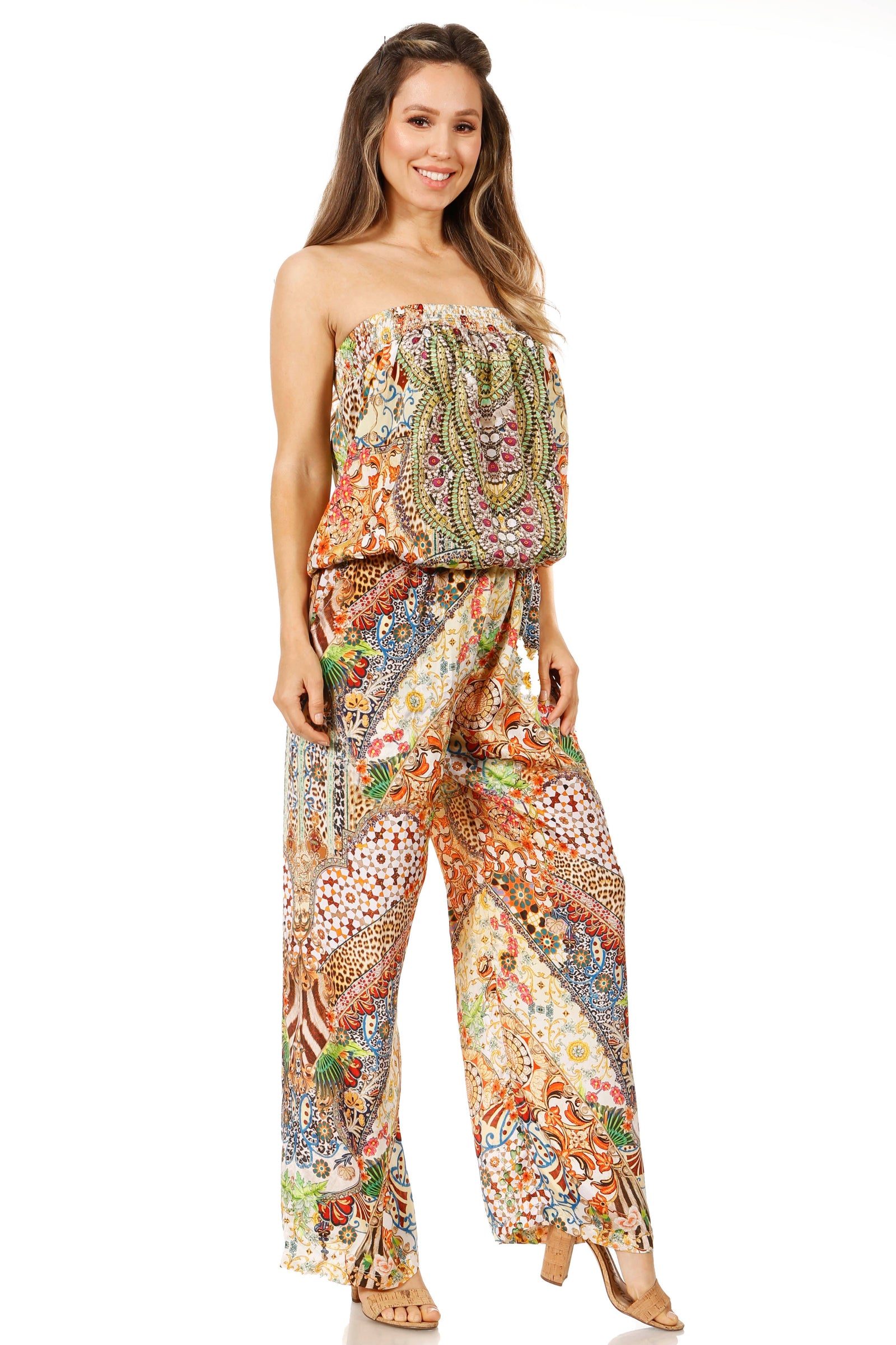 Vestido Sakkas Esha para mujer, holgado, sin mangas, con estampado floral, estilo bohemio, informal, de verano, con bolsillos