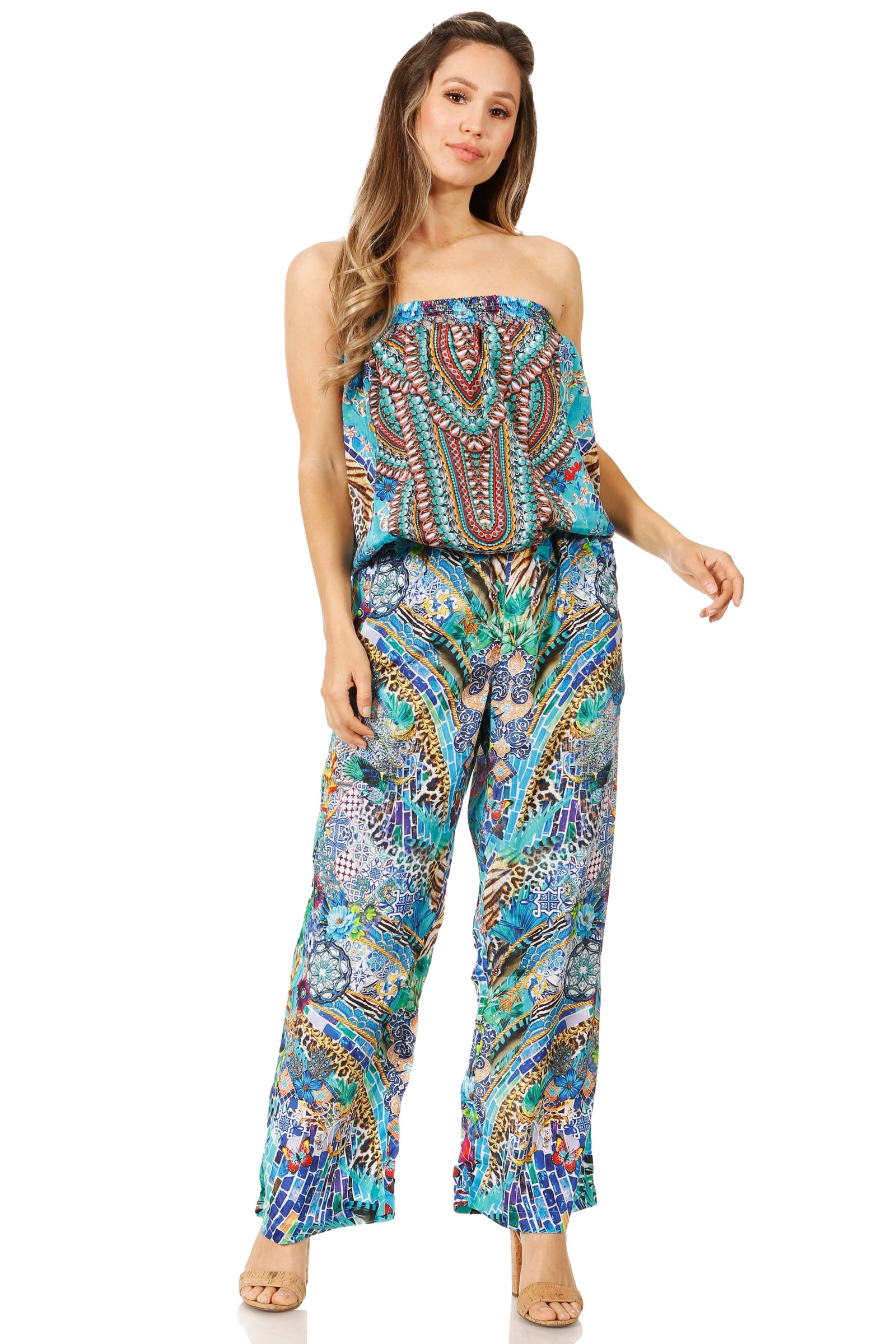 Vestido Sakkas Esha para mujer, holgado, sin mangas, con estampado floral, estilo bohemio, informal, de verano, con bolsillos