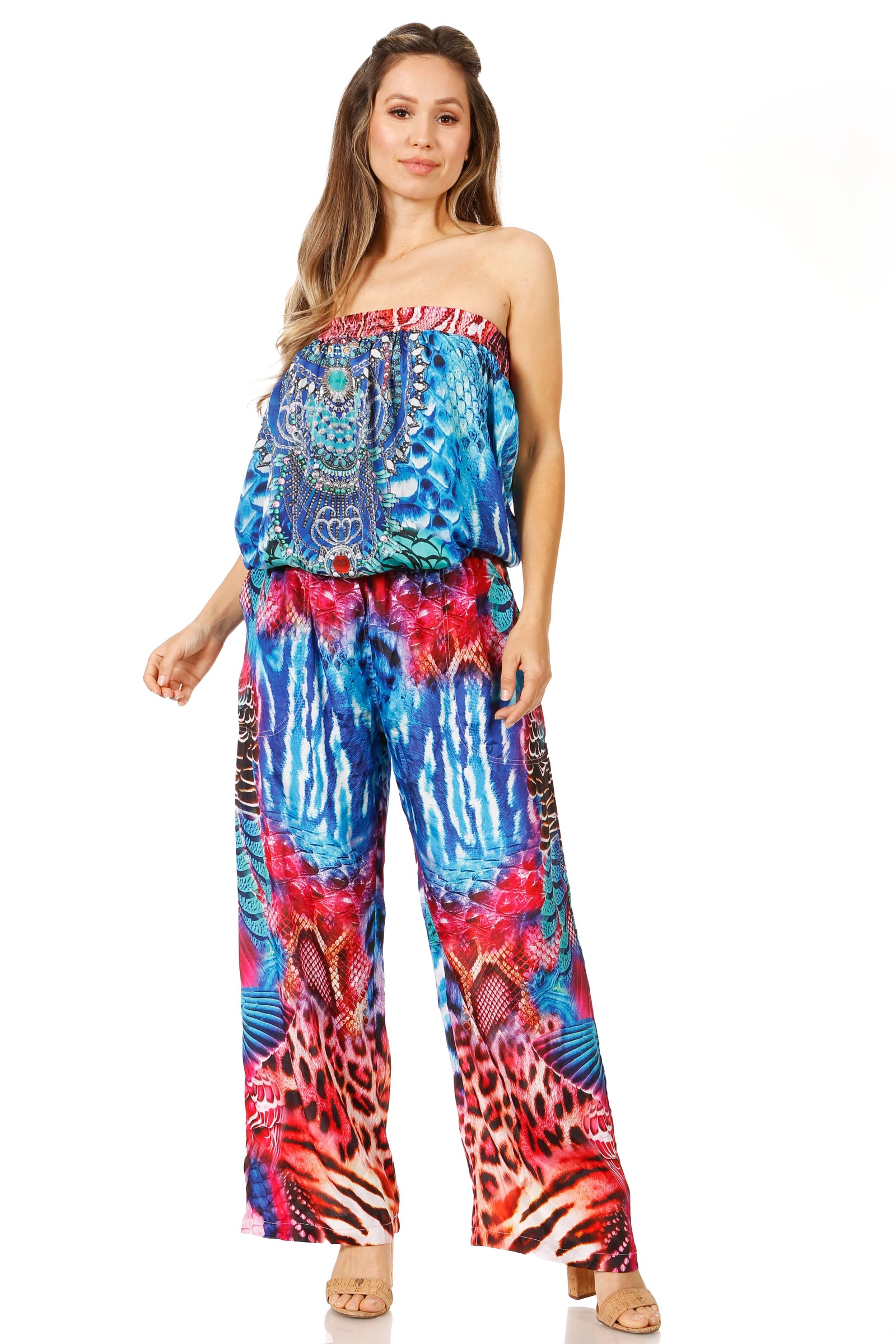 Vestido Sakkas Esha para mujer, holgado, sin mangas, con estampado floral, estilo bohemio, informal, de verano, con bolsillos