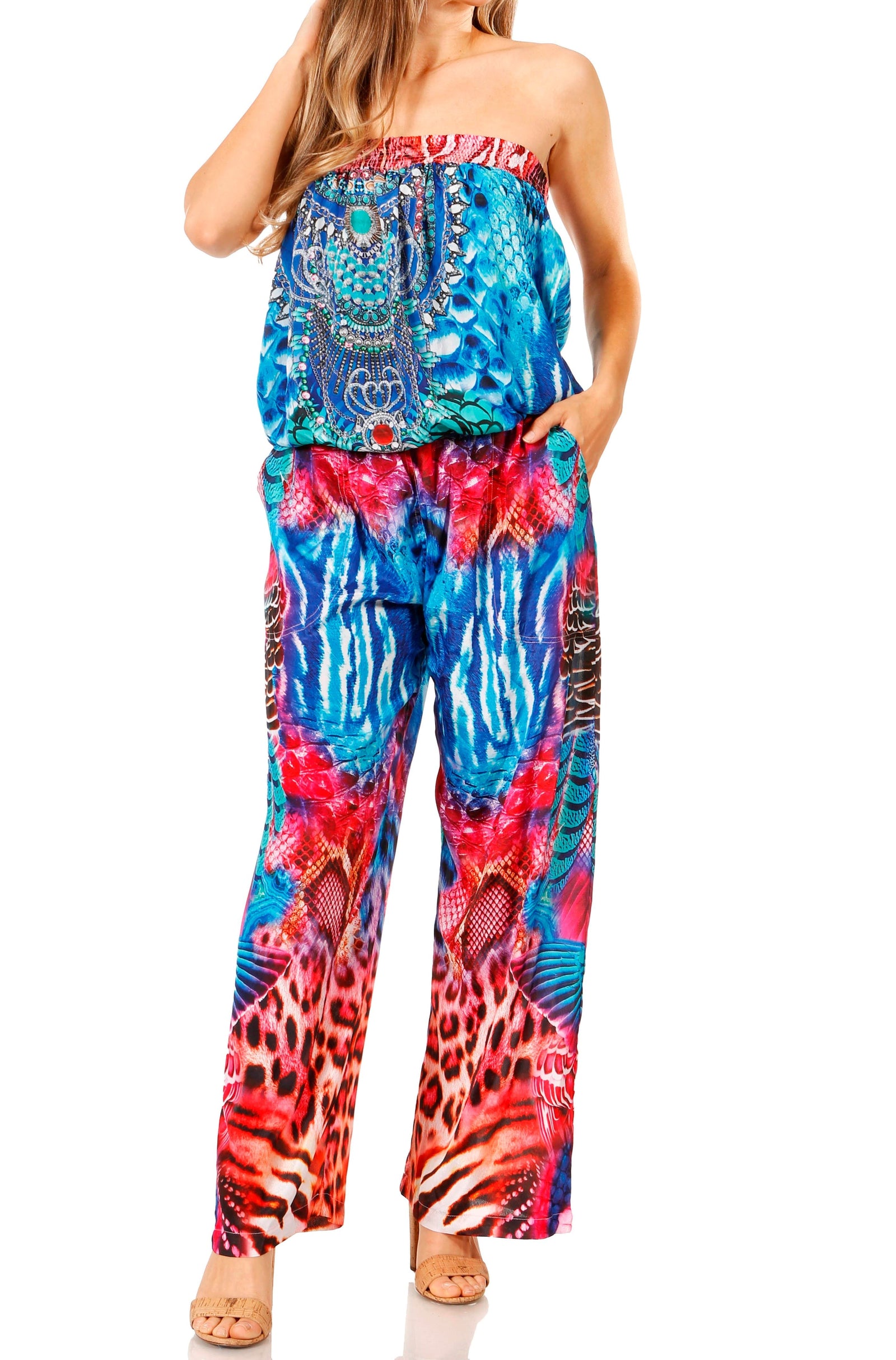Vestido Sakkas Esha para mujer, holgado, sin mangas, con estampado floral, estilo bohemio, informal, de verano, con bolsillos