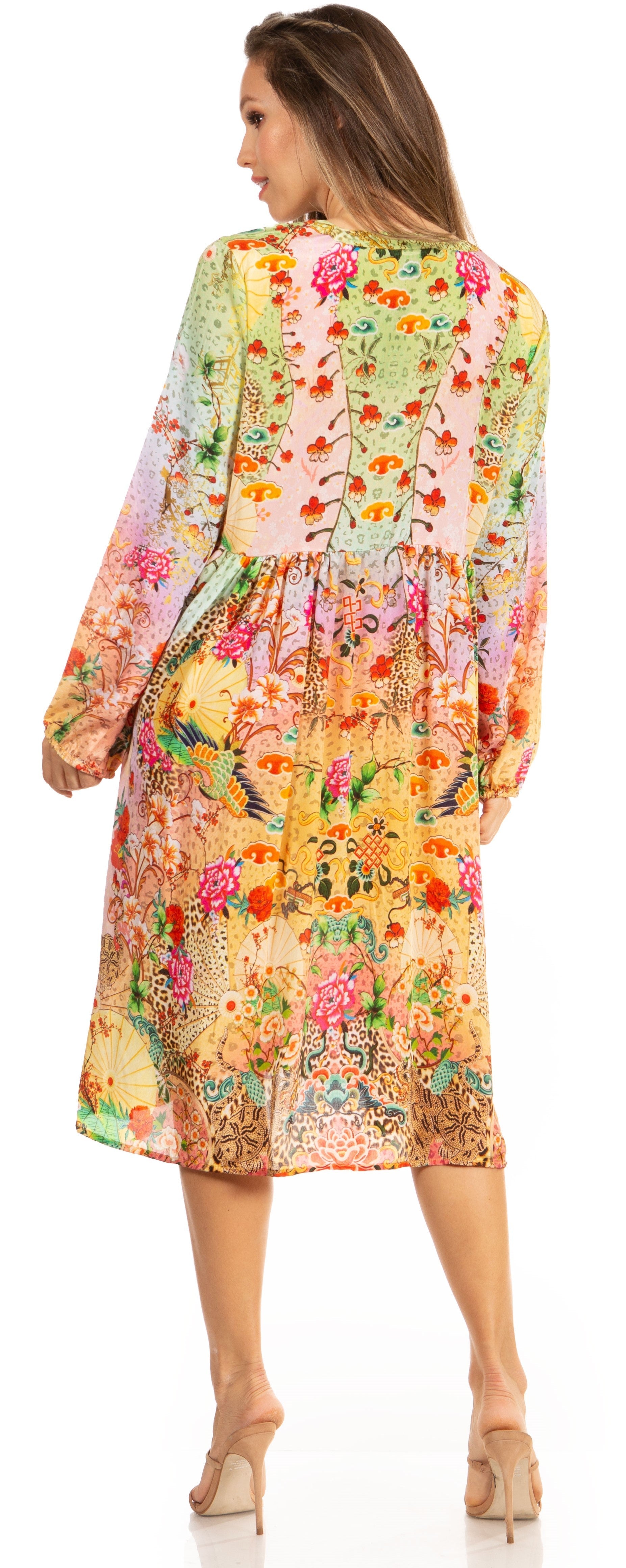 Luce elegante con el vestido midi floral de manga larga para mujer de Sakkas Jules