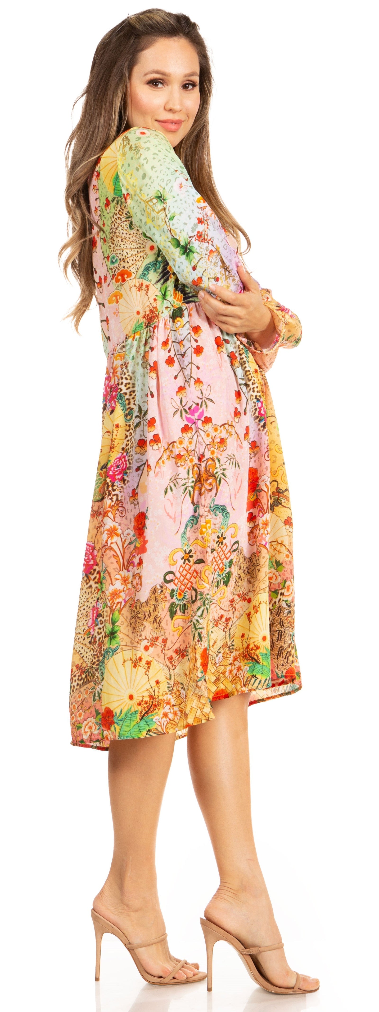 Luce elegante con el vestido midi floral de manga larga para mujer de Sakkas Jules