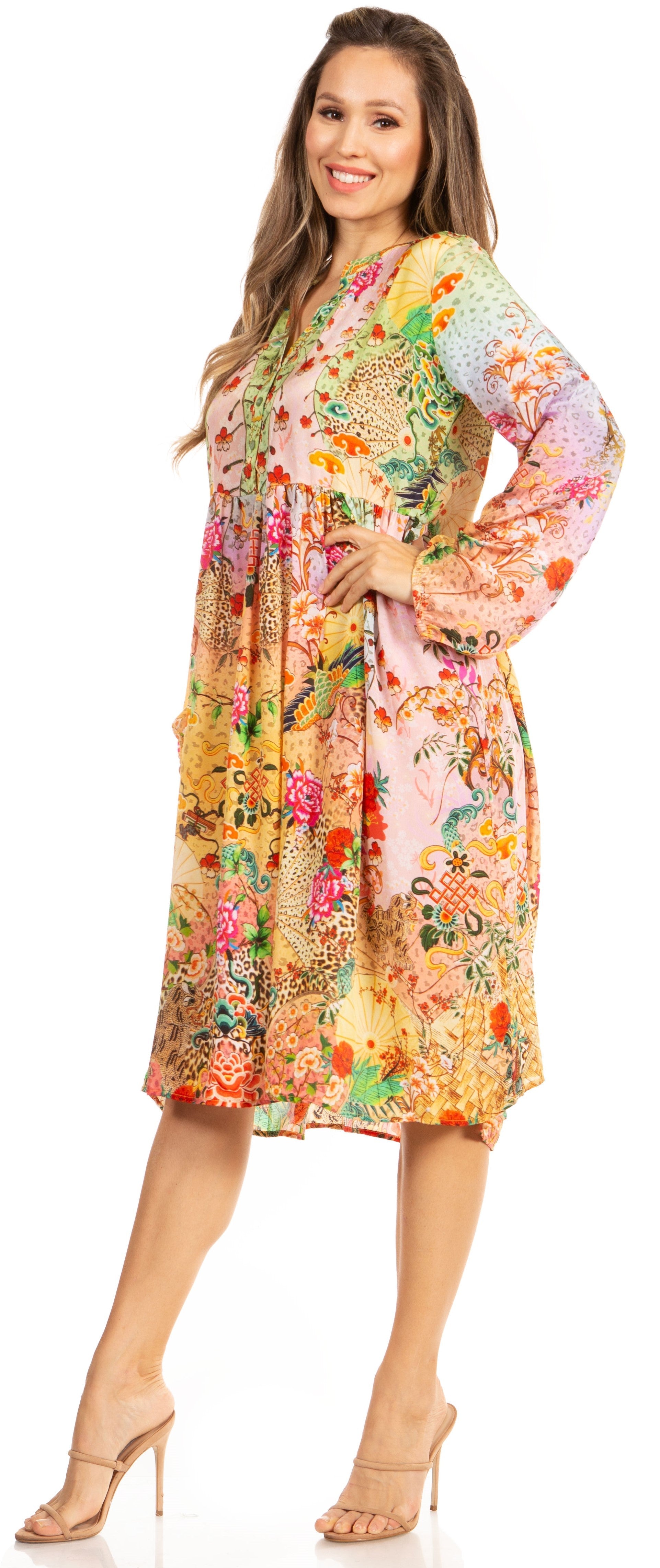 Luce elegante con el vestido midi floral de manga larga para mujer de Sakkas Jules