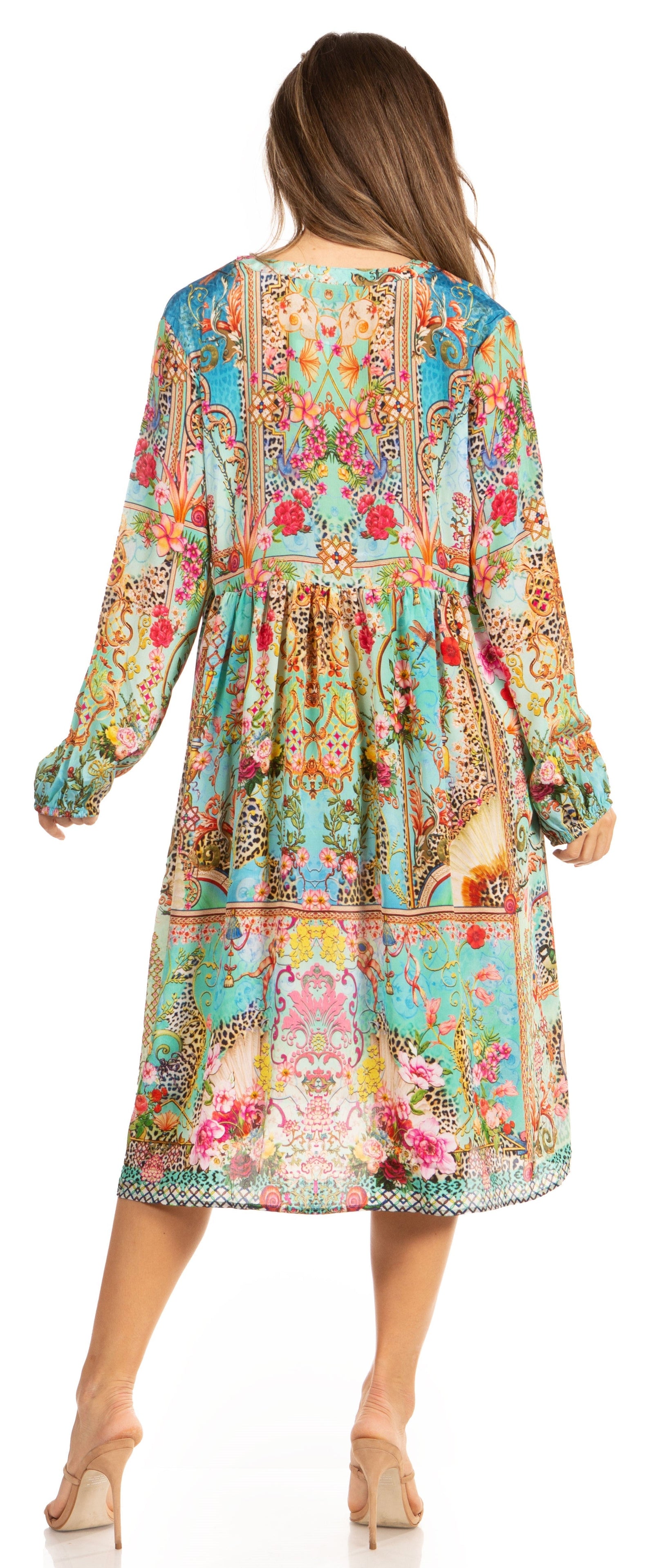 Luce elegante con el vestido midi floral de manga larga para mujer de Sakkas Jules