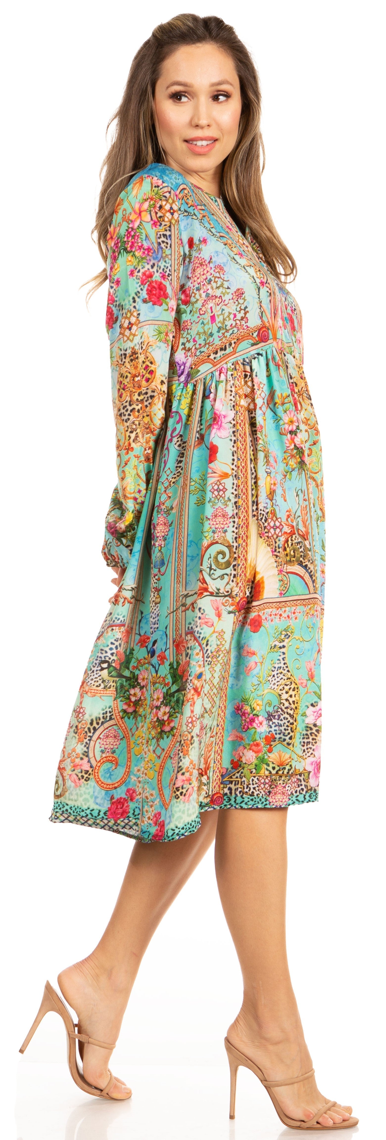 Luce elegante con el vestido midi floral de manga larga para mujer de Sakkas Jules