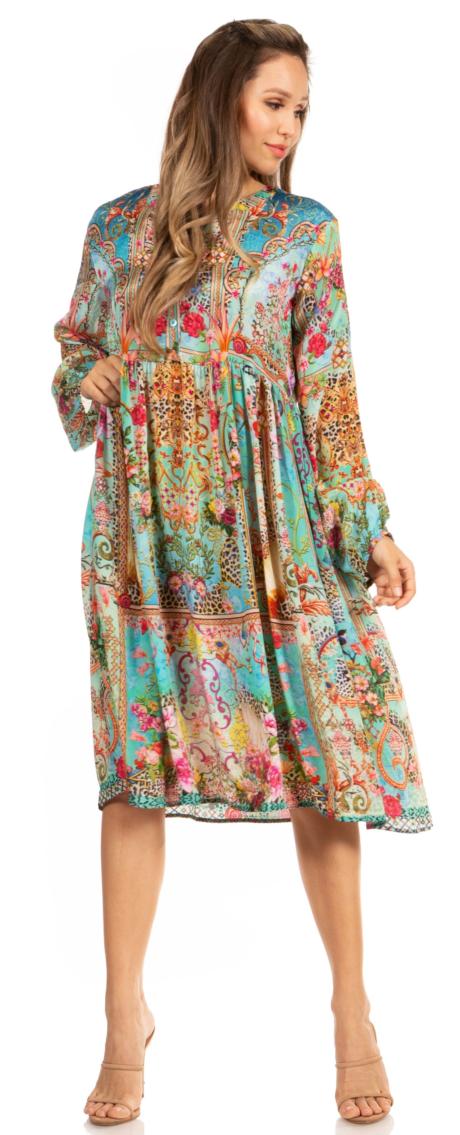Luce elegante con el vestido midi floral de manga larga para mujer de Sakkas Jules