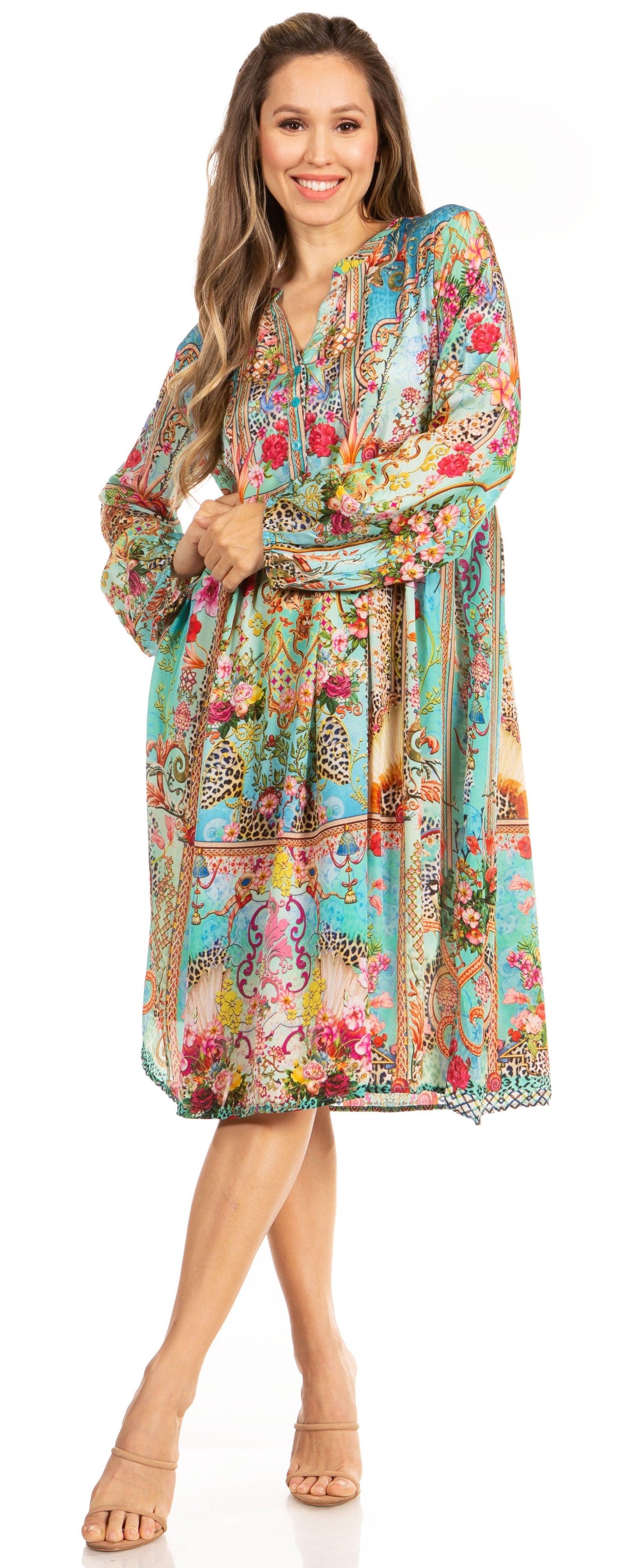 Luce elegante con el vestido midi floral de manga larga para mujer de Sakkas Jules