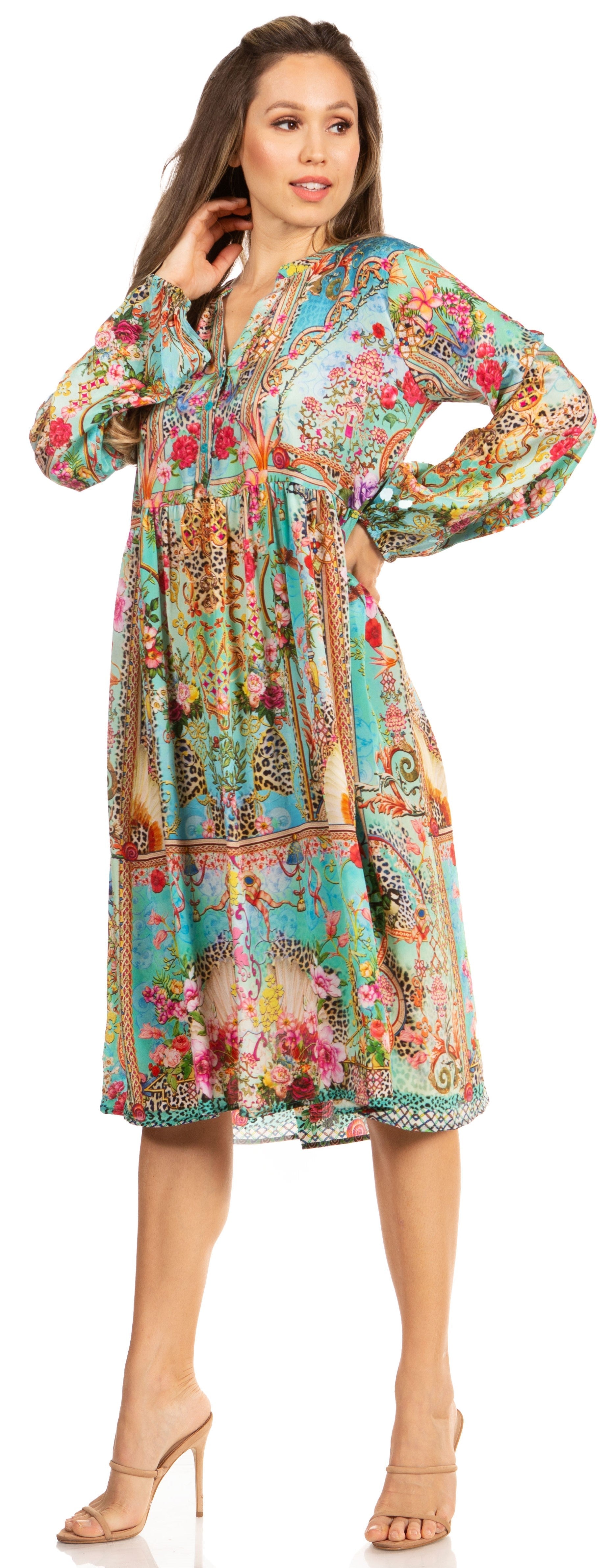 Luce elegante con el vestido midi floral de manga larga para mujer de Sakkas Jules