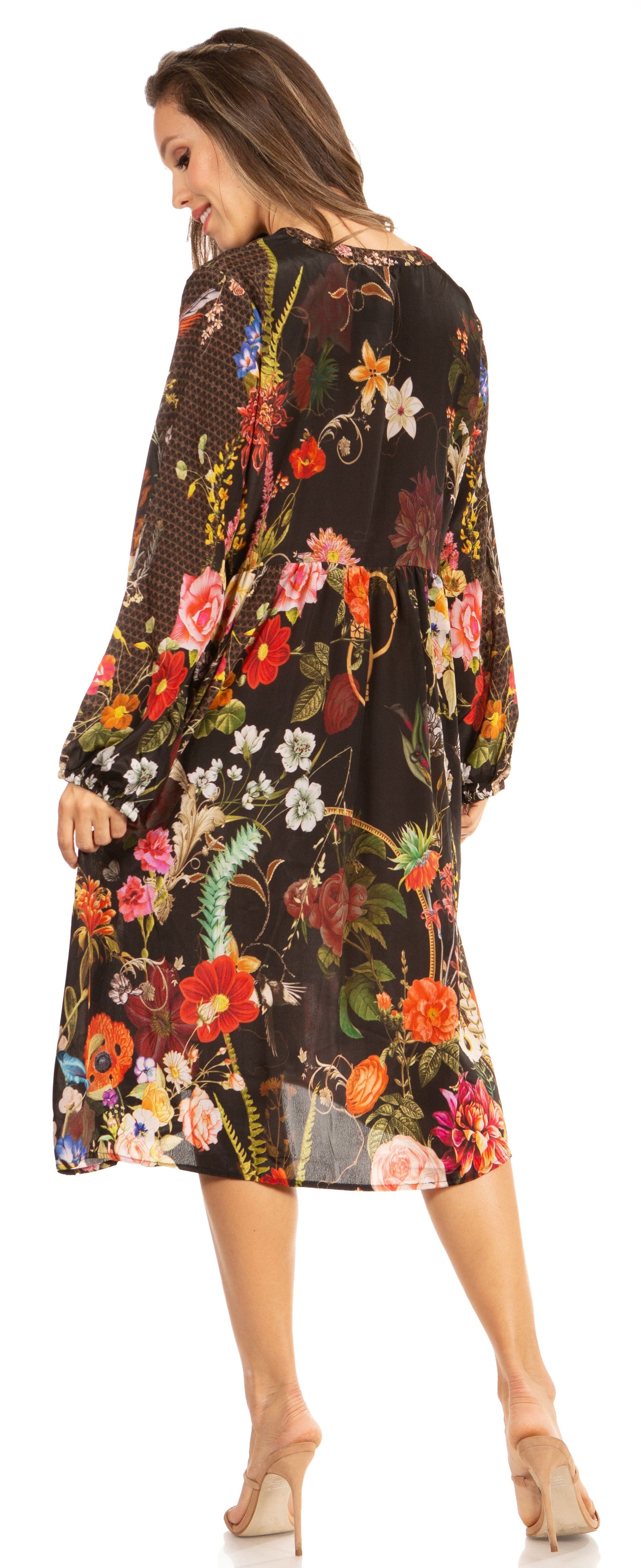 Luce elegante con el vestido midi floral de manga larga para mujer de Sakkas Jules
