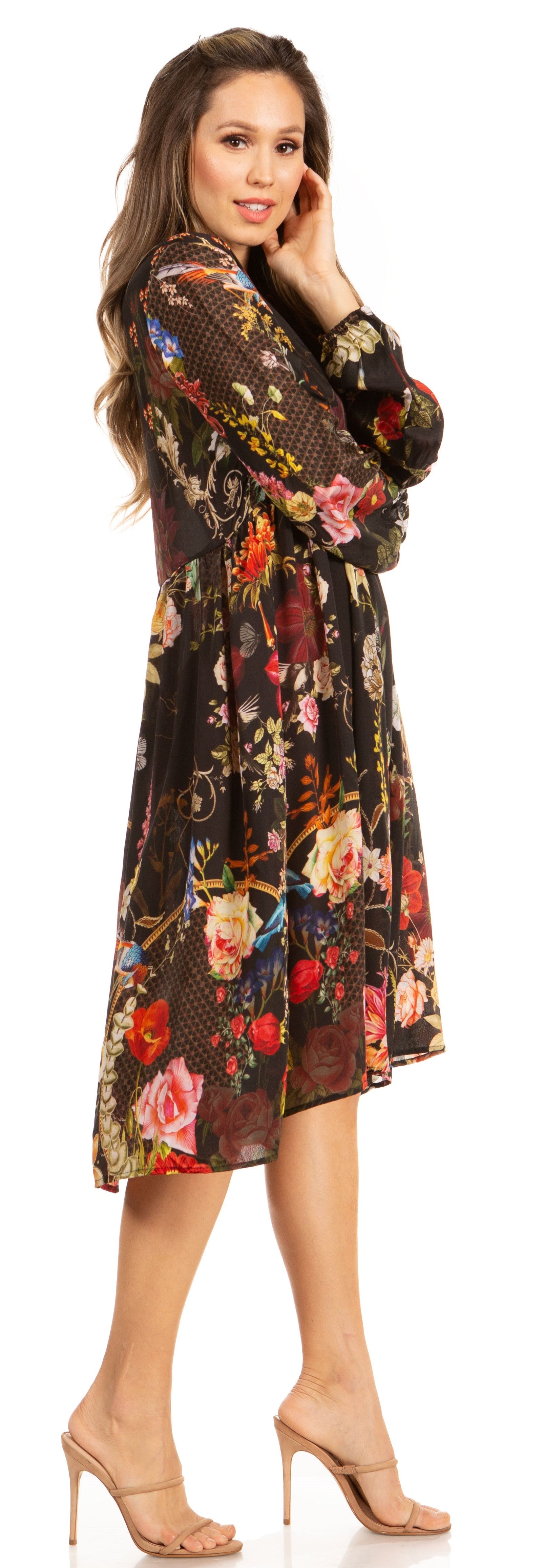 Luce elegante con el vestido midi floral de manga larga para mujer de Sakkas Jules
