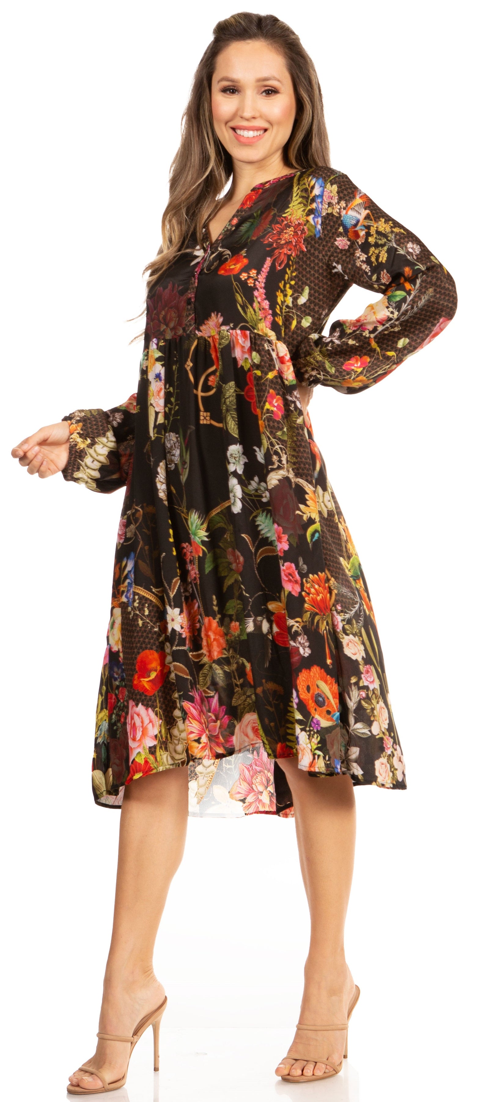 Luce elegante con el vestido midi floral de manga larga para mujer de Sakkas Jules