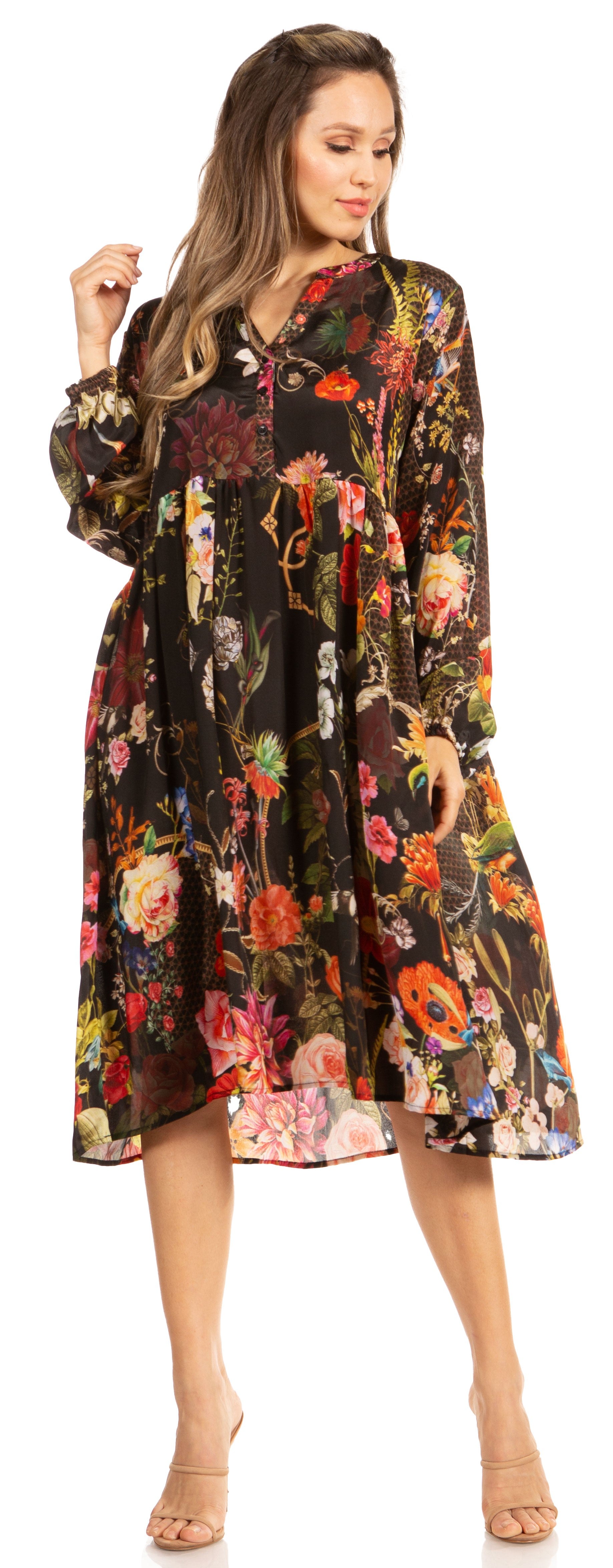 Luce elegante con el vestido midi floral de manga larga para mujer de Sakkas Jules