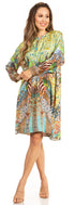 Floral Print Women's Long Sleeve Tunic Dress with Pockets - Sakkas Eloisa
