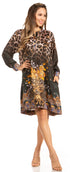 Floral Print Women's Long Sleeve Tunic Dress with Pockets - Sakkas Eloisa
