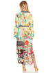 Sakkas Rina Women's Floral Print Maxi Dress with Long Sleeves and Flounce Shirt Design