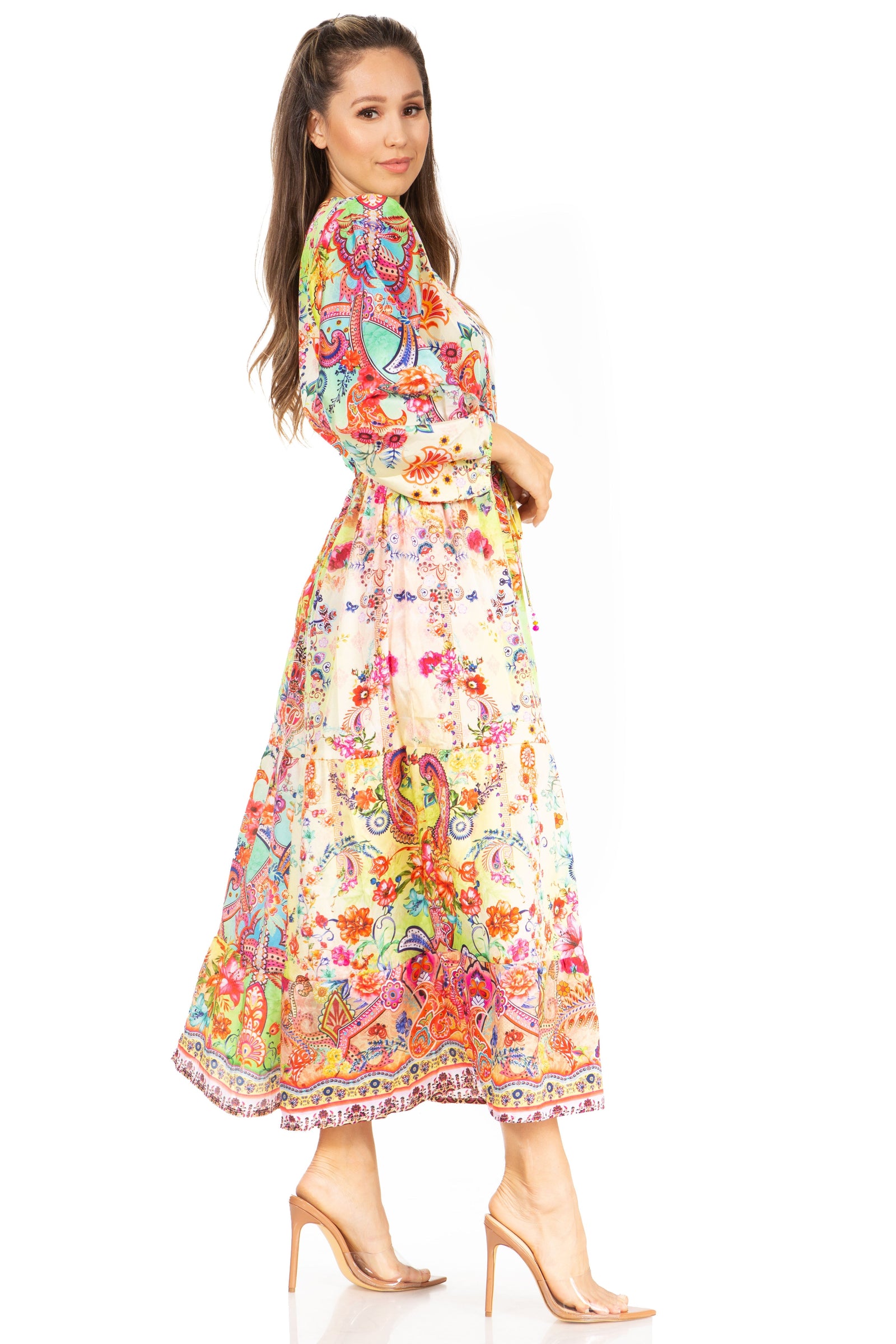 Sakkas Katty Floral Print Women's Boho Maxi Dress