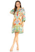 Vestido túnica floral estilo bohemio Sakkas Rosa - Top midi para mujer