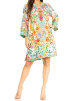 Vestido túnica floral estilo bohemio Sakkas Rosa - Top midi para mujer