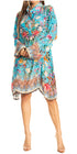 Vestido camisero corto de manga larga con cuello en V para mujer de Sakkas, primavera/verano