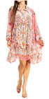 Vestido camisero corto de manga larga con cuello en V para mujer de Sakkas, primavera/verano