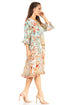 Sakkas Ozana Women's Floral Midi Cocktail Dress, V-Neck, 3/4 Sleeve