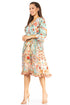 Sakkas Ozana Women's Floral Midi Cocktail Dress, V-Neck, 3/4 Sleeve