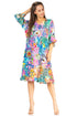 Sakkas Ozana Women's Floral Midi Cocktail Dress, V-Neck, 3/4 Sleeve