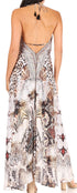 Vestido largo Sakkas Lizi para mujer, con cuello halter, corte alto y bajo, estilo pañuelo, para fiesta en la playa