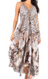 Vestido largo Sakkas Lizi para mujer, con cuello halter, corte alto y bajo, estilo pañuelo, para fiesta en la playa