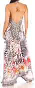 Vestido largo Sakkas Lizi para mujer, con cuello halter, corte alto y bajo, estilo pañuelo, para fiesta en la playa