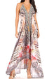 Vestido largo Sakkas Lizi para mujer, con cuello halter, corte alto y bajo, estilo pañuelo, para fiesta en la playa