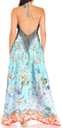Vestido largo Sakkas Lizi para mujer, con cuello halter, corte alto y bajo, estilo pañuelo, para fiesta en la playa