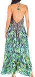Vestido largo Sakkas Lizi para mujer, con cuello halter, corte alto y bajo, estilo pañuelo, para fiesta en la playa