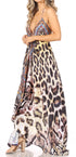 Vestido largo Sakkas Lizi para mujer, con cuello halter, corte alto y bajo, estilo pañuelo, para fiesta en la playa