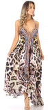 Vestido largo Sakkas Lizi para mujer, con cuello halter, corte alto y bajo, estilo pañuelo, para fiesta en la playa