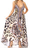 Vestido largo Sakkas Lizi para mujer, con cuello halter, corte alto y bajo, estilo pañuelo, para fiesta en la playa