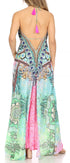 Vestido largo Sakkas Lizi para mujer, con cuello halter, corte alto y bajo, estilo pañuelo, para fiesta en la playa
