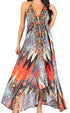 Vestido largo Sakkas Lizi para mujer, con cuello halter, corte alto y bajo, estilo pañuelo, para fiesta en la playa