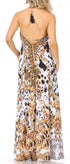 Vestido largo Sakkas Lizi para mujer, con cuello halter, corte alto y bajo, estilo pañuelo, para fiesta en la playa