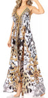 Vestido largo Sakkas Lizi para mujer, con cuello halter, corte alto y bajo, estilo pañuelo, para fiesta en la playa
